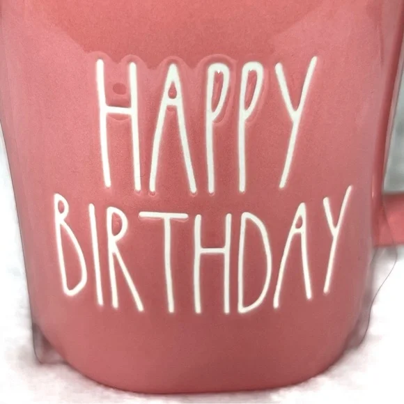 ❌SOLD❌ Rae Dunn HAPPY BIRTHDAY LL Coffee Tea Mug Cupcake Topper Lid Pink - Picture 3 of 17